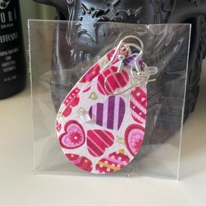 3/$15 Valentine’s Day Colorful Patterned Hearts Faux Leather Earrings